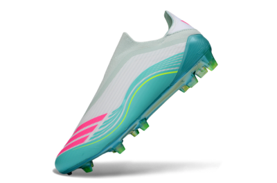 Messi x Adidas F50 Elite Laceless FG Firm Ground Soccer Cleats - Aqua/Bright Pink/Lime Green