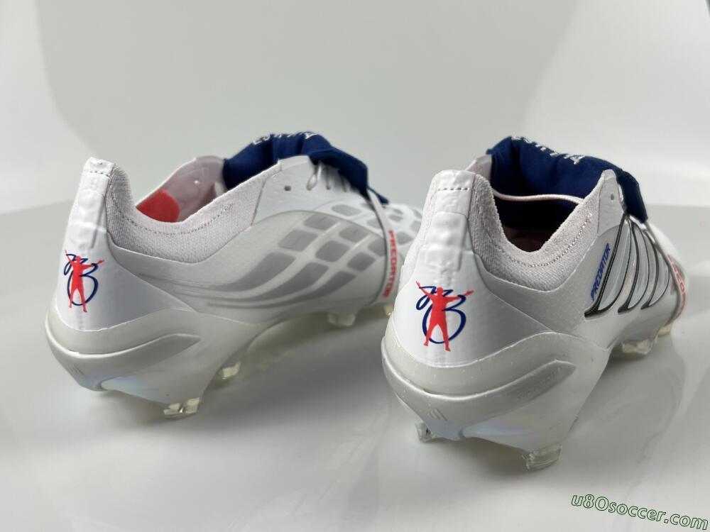 Adidas Predator 26 Elite Fold-Over Tongue FG Firm Ground Soccer Cleats - White/Electric Blue/Silver