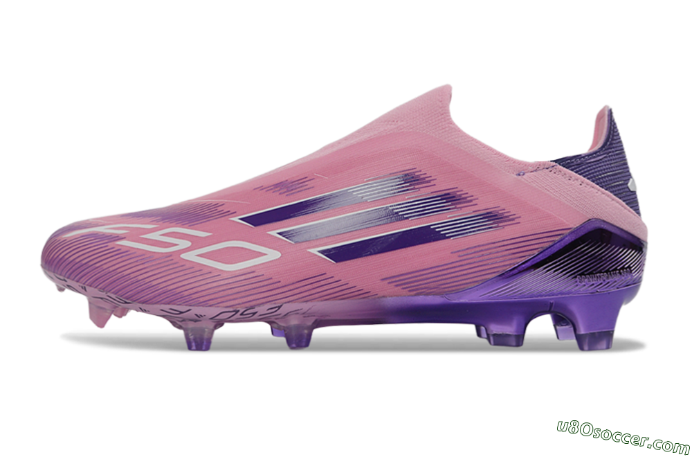 Adidas F50 Elite Laceless FG Firm Ground Soccer Cleats - Pink/Lavender Mist/Deep Purple 2