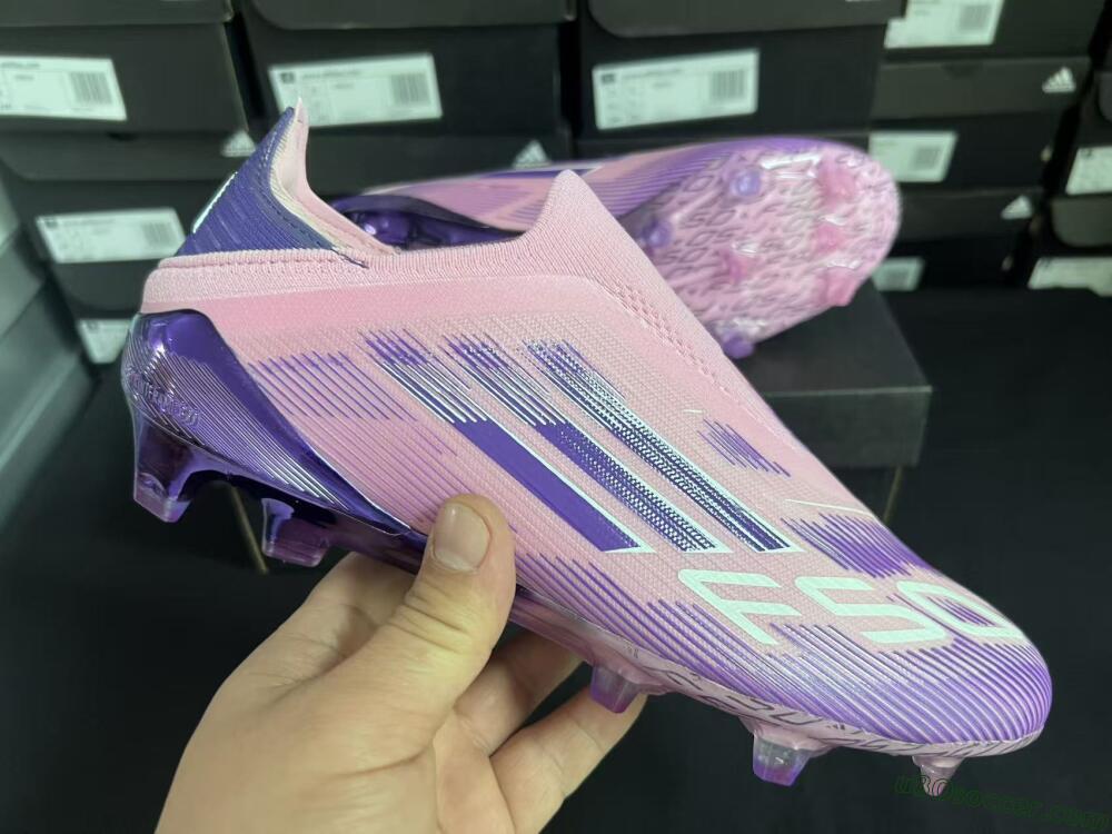 Adidas F50 Elite Laceless FG Firm Ground Soccer Cleats - Pink/Lavender Mist/Deep Purple
