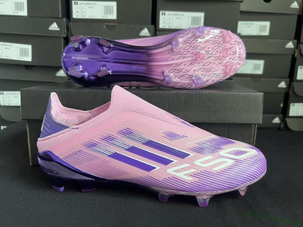 Adidas F50 Elite Laceless FG Firm Ground Soccer Cleats - Pink/Lavender Mist/Deep Purple