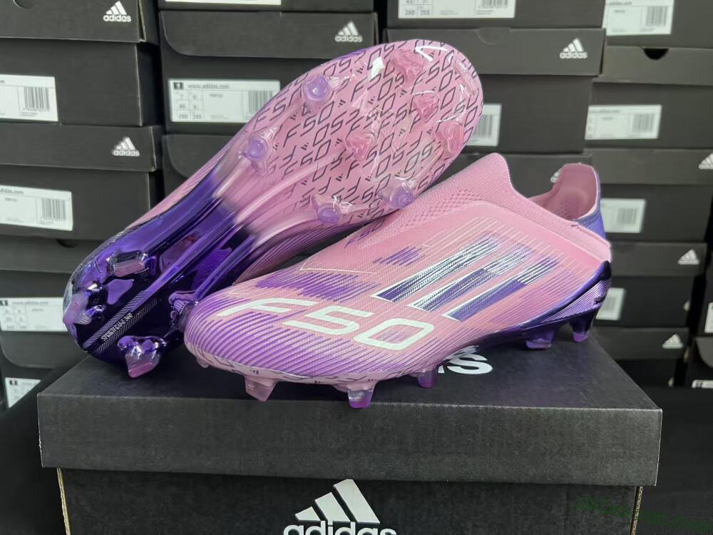 Adidas F50 Elite Laceless FG Firm Ground Soccer Cleats - Pink/Lavender Mist/Deep Purple