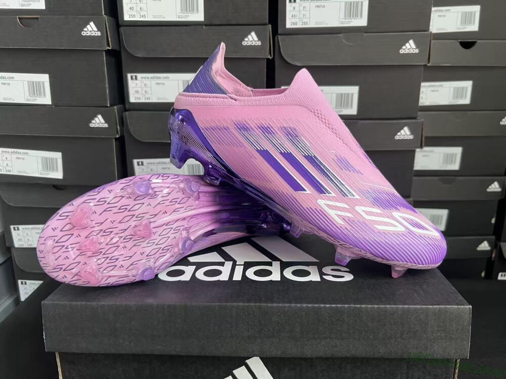 Adidas F50 Elite Laceless FG Firm Ground Soccer Cleats - Pink/Lavender Mist/Deep Purple