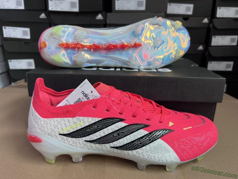 Adidas Predator 26 Elite FG Firm Ground Soccer Cleats - Red/Flame Burst/Silver Shine