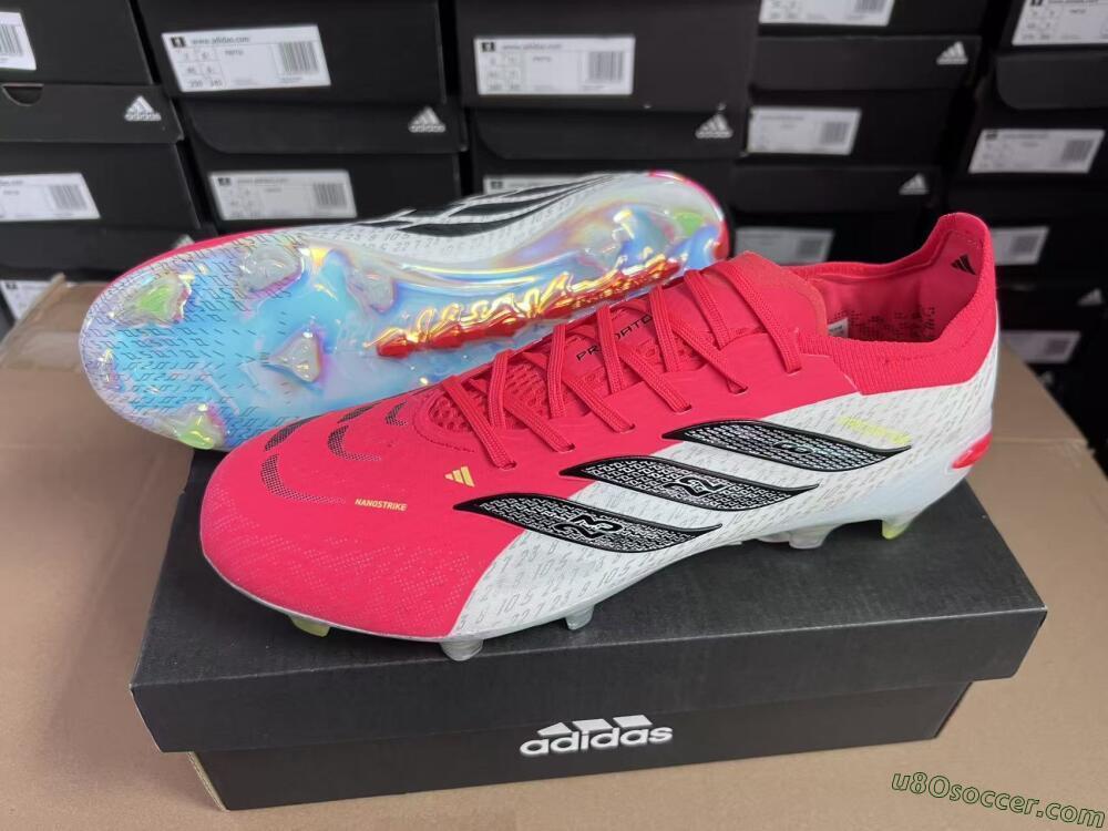 Adidas Predator 26 Elite FG Firm Ground Soccer Cleats - Red/Flame Burst/Silver Shine