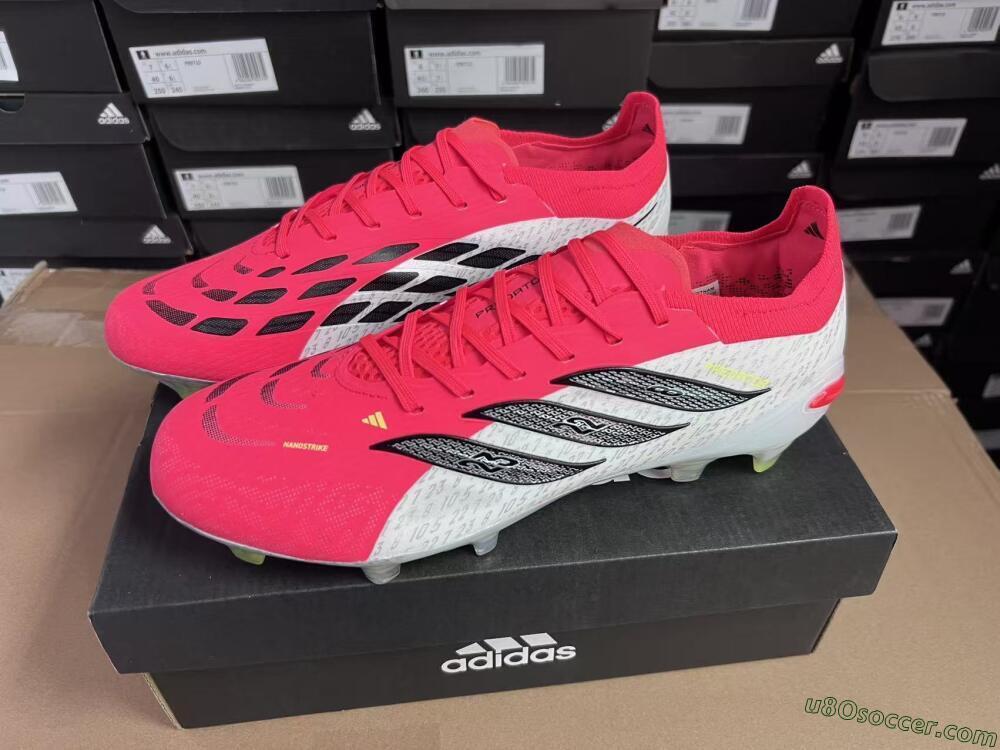 Adidas Predator 26 Elite FG Firm Ground Soccer Cleats - Red/Flame Burst/Silver Shine