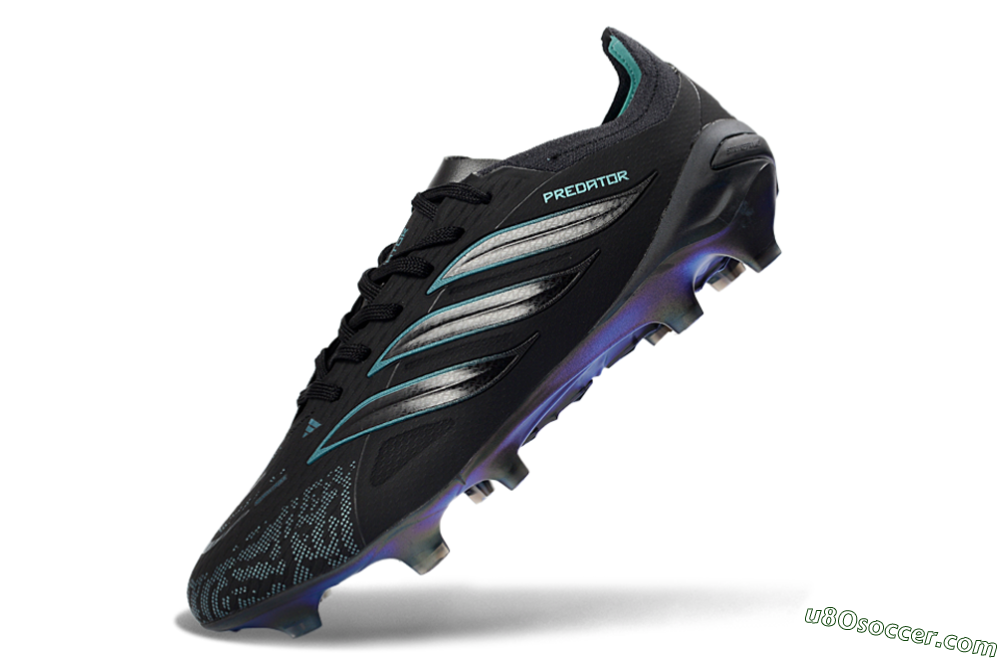 Adidas Predator 26 Elite FG Firm Ground Soccer Cleats - Black/Iridescent Blue/Dark Grey 5