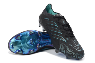 Adidas Predator 26 Elite FG Firm Ground Soccer Cleats - Black/Iridescent Blue/Dark Grey