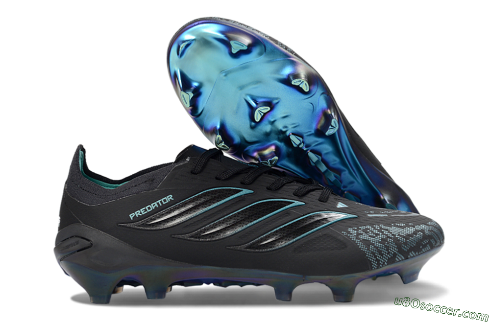 Adidas Predator 26 Elite FG Firm Ground Soccer Cleats - Black/Iridescent Blue/Dark Grey 1