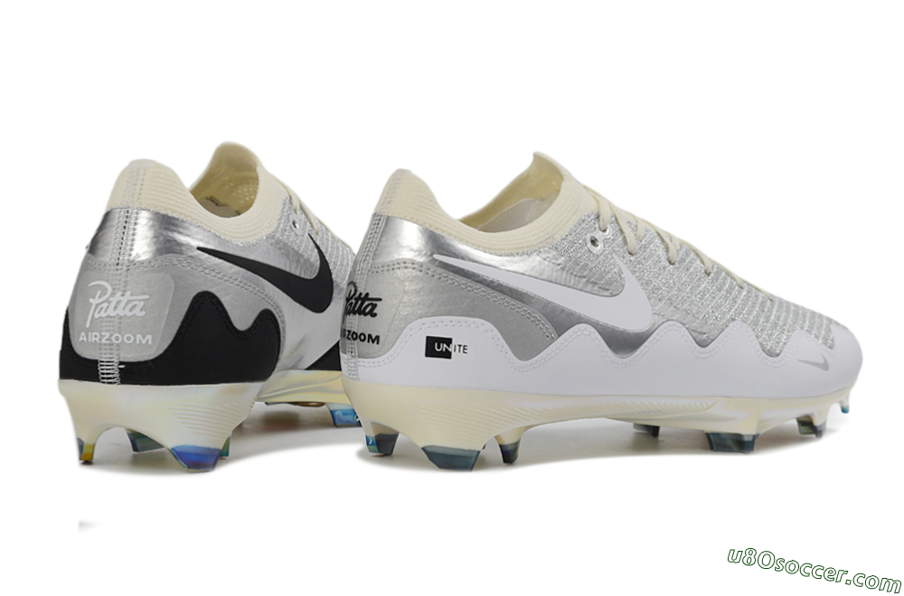 Patta United x Nike Air Zoom Mercurial Vapor 16 Elite FG Firm Ground Soccer Cleats - Black/Metallic Silver/Neutral Grey 6