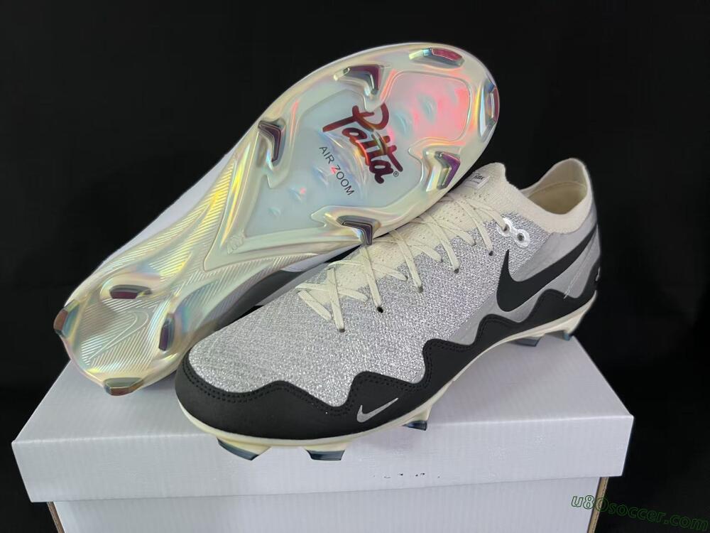 Patta United x Nike Air Zoom Mercurial Vapor 16 Elite FG Firm Ground Soccer Cleats - Black/Metallic Silver/Neutral Grey