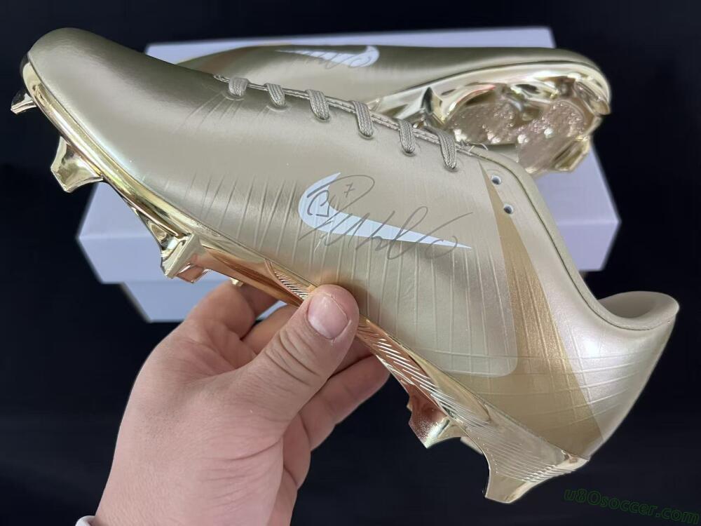 Nike Air Zoom Mercurial Vapor 1 Elite CR7 FG Firm Ground Soccer Cleats - Gold/Metallic Gold/White