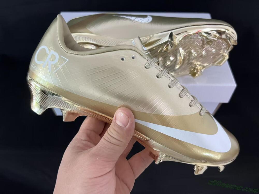 Nike Air Zoom Mercurial Vapor 1 Elite CR7 FG Firm Ground Soccer Cleats - Gold/Metallic Gold/White