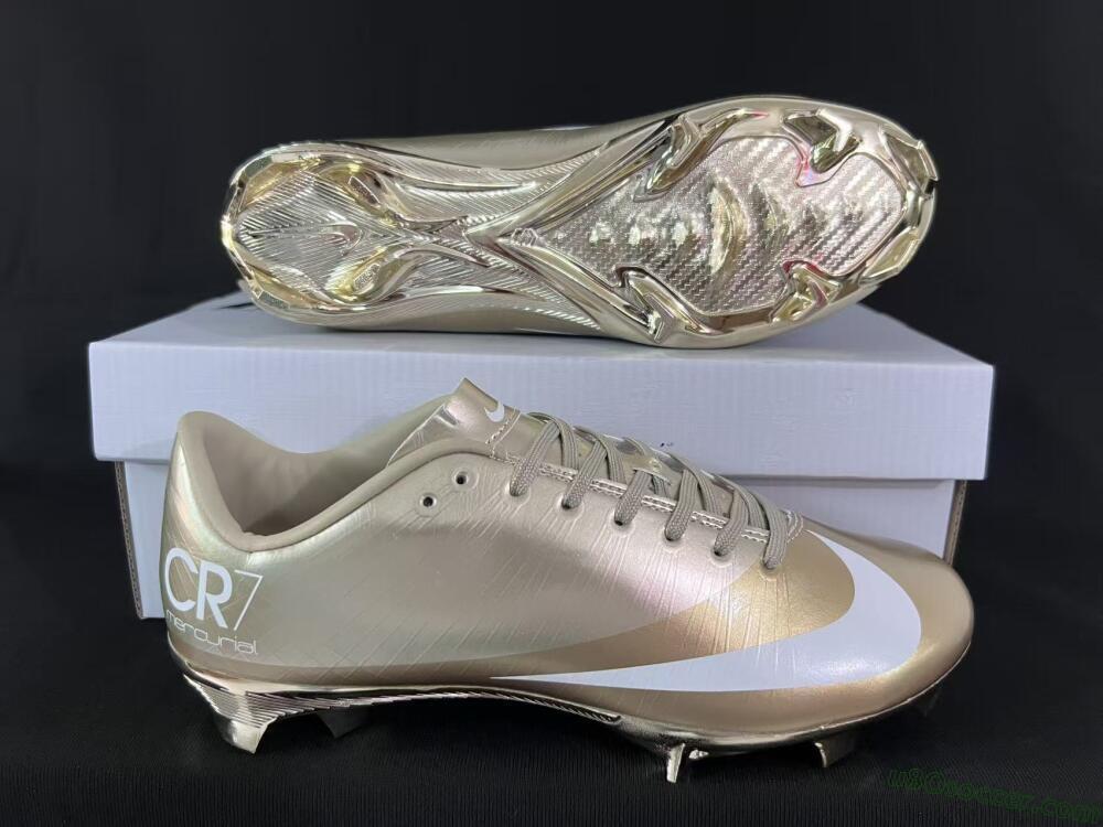 Nike Air Zoom Mercurial Vapor 1 Elite CR7 FG Firm Ground Soccer Cleats - Gold/Metallic Gold/White