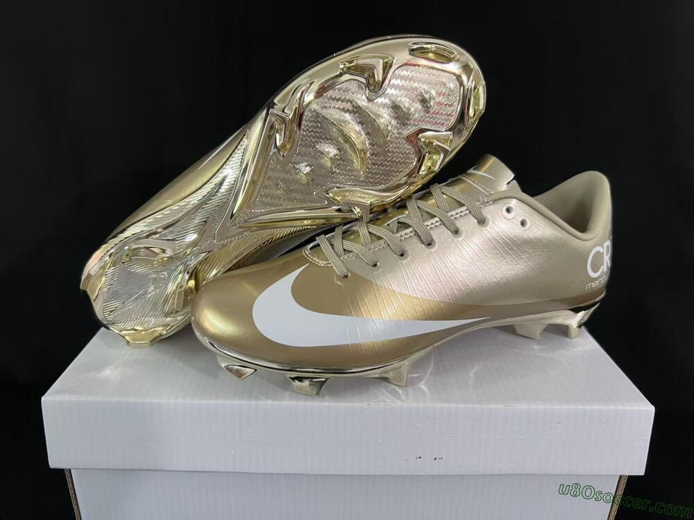 Nike Air Zoom Mercurial Vapor 1 Elite CR7 FG Firm Ground Soccer Cleats - Gold/Metallic Gold/White