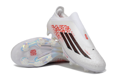 Adidas F50 Elite Lightstrike Pro Laceless FG Firm Ground Soccer Cleats - White/Crimson Red/Bright White