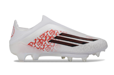 Adidas F50 Elite Lightstrike Pro Laceless FG Firm Ground Soccer Cleats - White/Crimson Red/Bright White