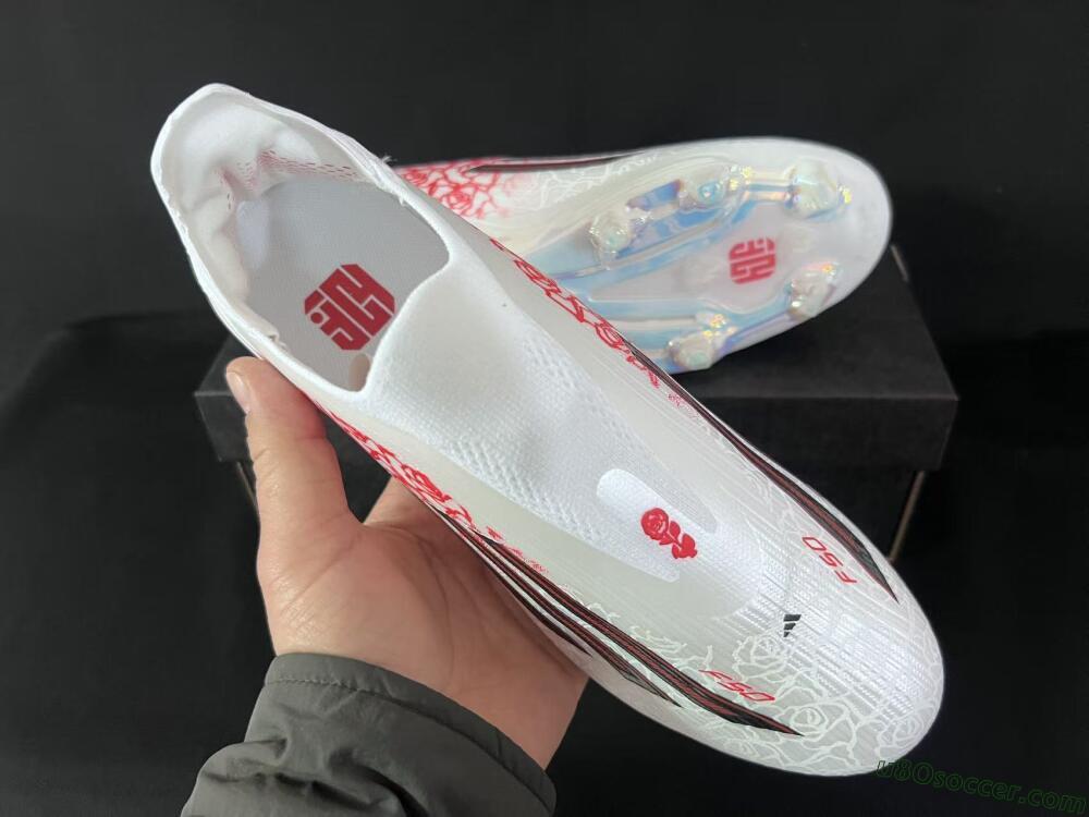 Adidas F50 Elite Lightstrike Pro Laceless FG Firm Ground Soccer Cleats - White/Crimson Red/Bright White