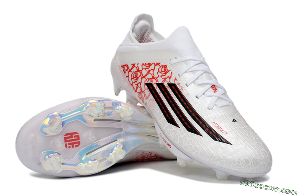 Adidas F50 Elite Lightstrike Pro FG Firm Ground Soccer Cleats - White/Rose Red/Black 3