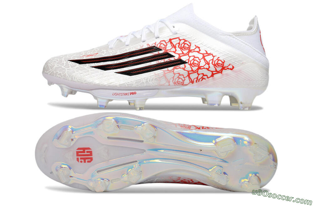 Adidas F50 Elite Lightstrike Pro FG Firm Ground Soccer Cleats - White/Rose Red/Black 0