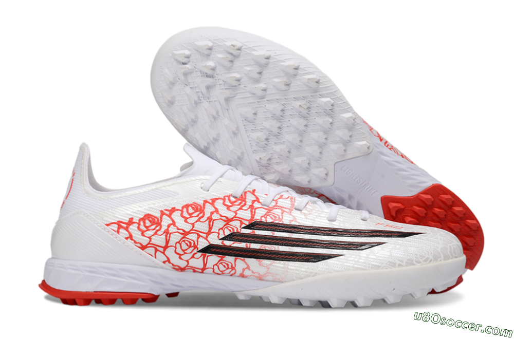 Adidas F50 Elite TF Artificial Turf Soccer Shoes - White/Lively Red/Deep Black 1