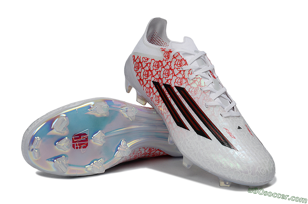 Adidas F50 Elite FG Firm Ground Soccer Cleats - White/Crimson Red/Holographic White 3