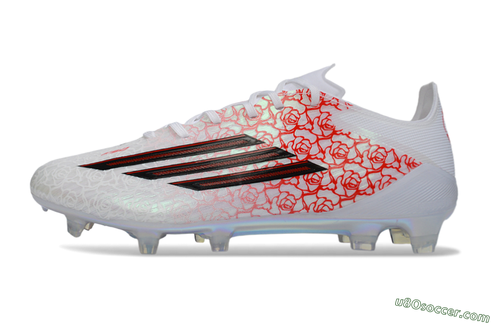 Adidas F50 Elite FG Firm Ground Soccer Cleats - White/Crimson Red/Holographic White 2