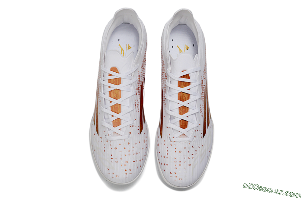 Adidas F50 Pro TF Artificial Turf Soccer Shoes - White/Metallic Gold/Blazing Orange 4