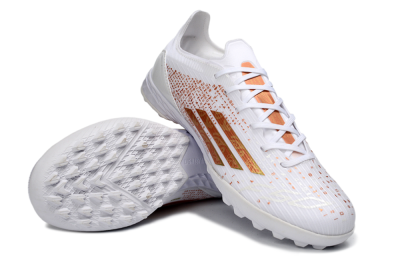 Adidas F50 Pro TF Artificial Turf Soccer Shoes - White/Metallic Gold/Blazing Orange
