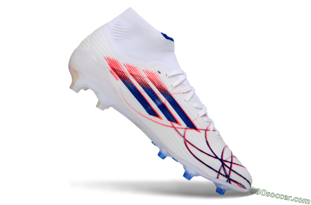 Adidas F50 Elite Mid AG Artificial Grass Soccer Cleats - White/Electric Red/Deep Blue 4