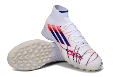 Adidas F50 Elite Mid TF Artificial Turf Soccer Shoes - White/Electric Pink/Nebula Blue