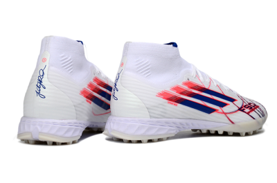 Adidas F50 Elite Mid TF Artificial Turf Soccer Shoes - White/Electric Pink/Nebula Blue