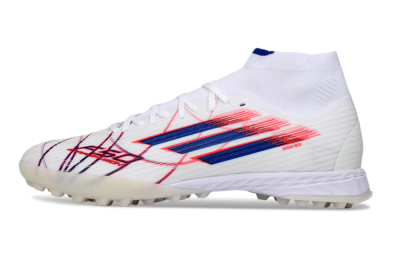Adidas F50 Elite Mid TF Artificial Turf Soccer Shoes - White/Electric Pink/Nebula Blue