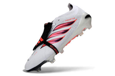 Adidas Predator 26 Elite Fold-Over Tongue FG Firm Ground Soccer Cleats - White/Vibrant Pink/Storm Black