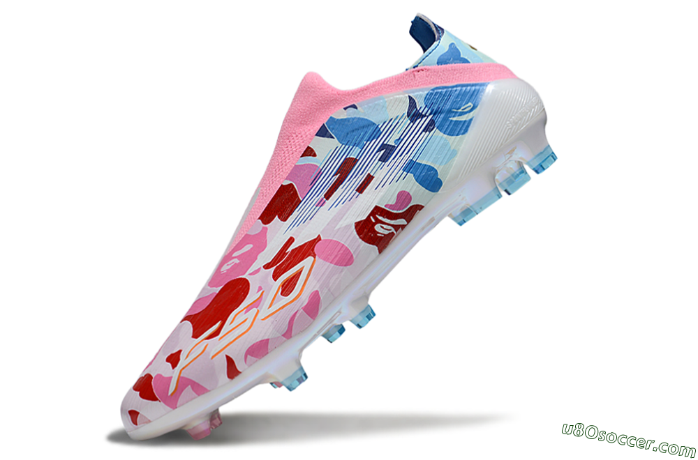 Adidas F50 Pro Laceless FG Firm Ground Soccer Cleats - Pink/Blue Camo/Pink Highlights 5