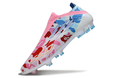 Adidas F50 Pro Laceless FG Firm Ground Soccer Cleats - Pink/Blue Camo/Pink Highlights