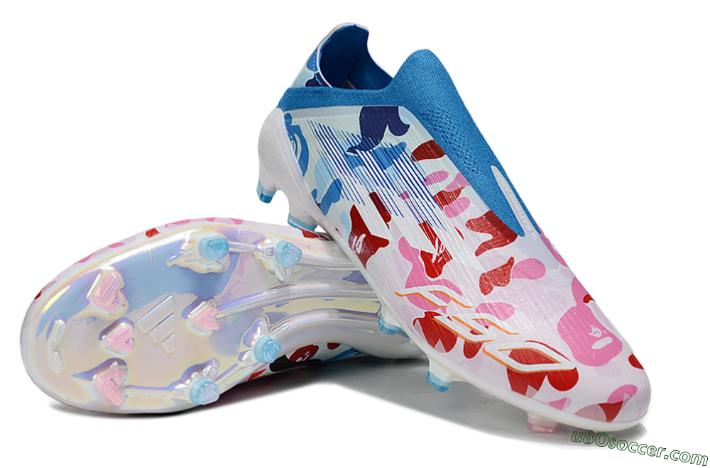 Adidas F50 Pro Laceless FG Firm Ground Soccer Cleats - Pink/Blue Camo/Pink Highlights 3