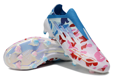 Adidas F50 Pro Laceless FG Firm Ground Soccer Cleats - Pink/Blue Camo/Pink Highlights