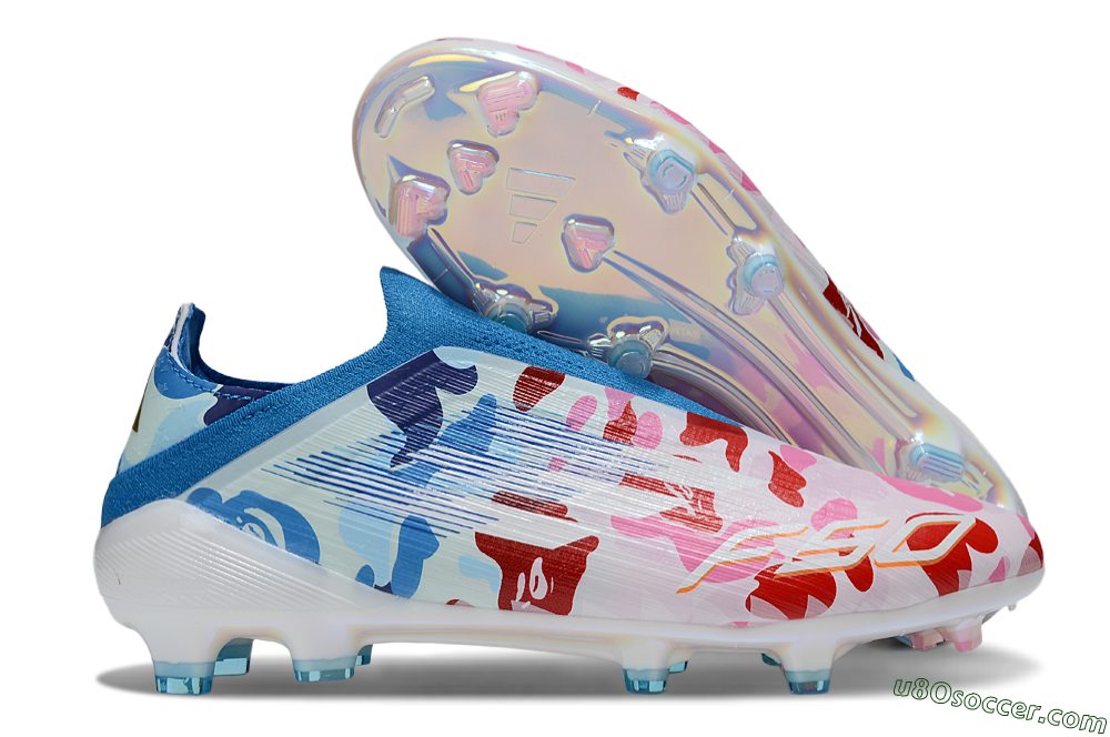 Adidas F50 Pro Laceless FG Firm Ground Soccer Cleats - Pink/Blue Camo/Pink Highlights 1