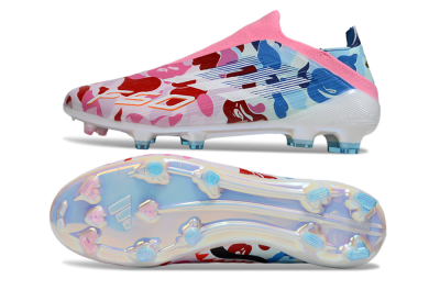 Adidas F50 Pro Laceless FG Firm Ground Soccer Cleats - Pink/Blue Camo/Pink Highlights