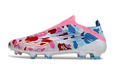 Adidas F50 Pro Laceless FG Firm Ground Soccer Cleats - Pink/Blue Camo/Pink Highlights