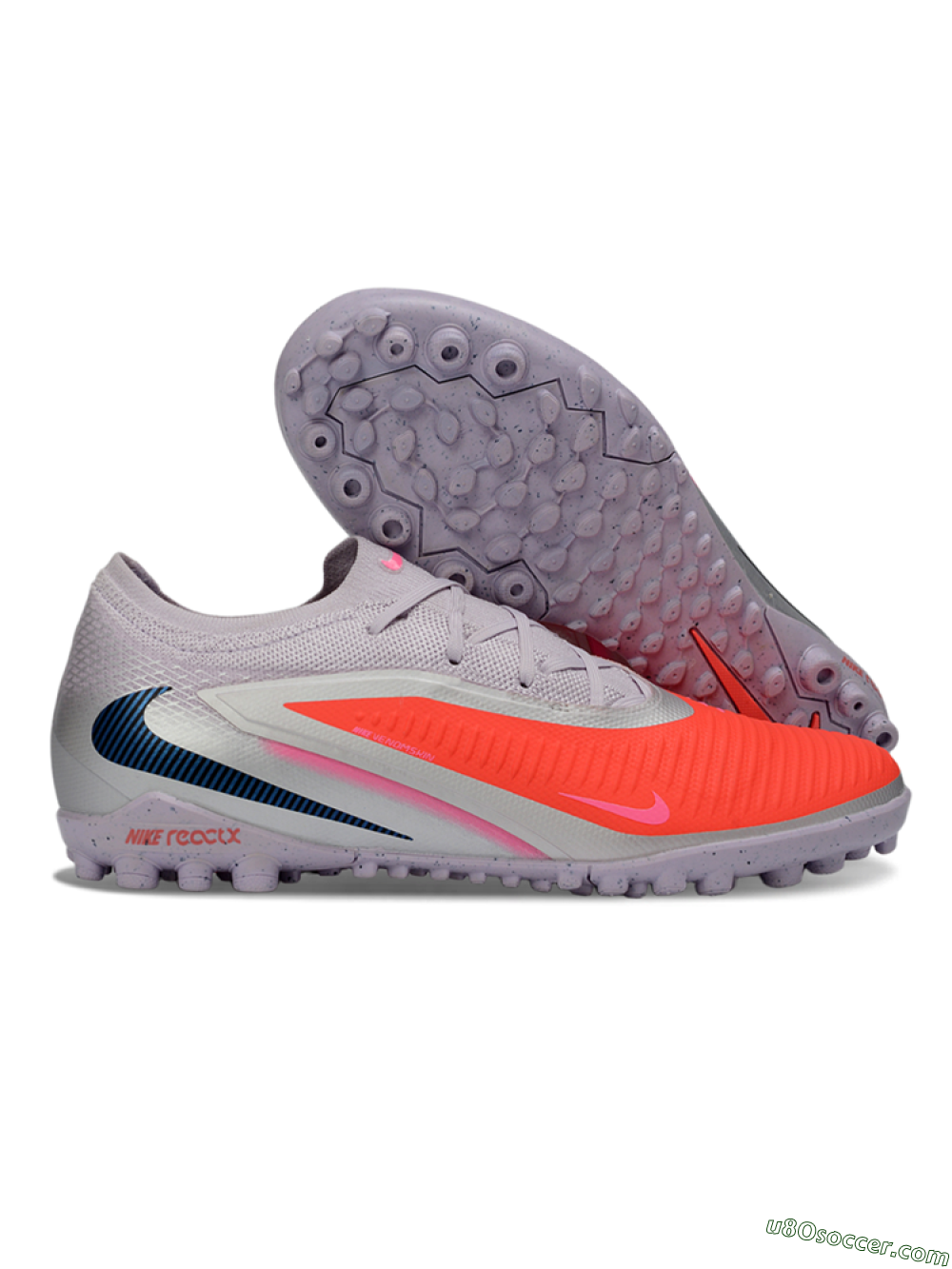 Nike Phantom 6 Elite Low TF Artificial Turf Soccer Shoes - Pink/Bright Orange/Slate Gray 1