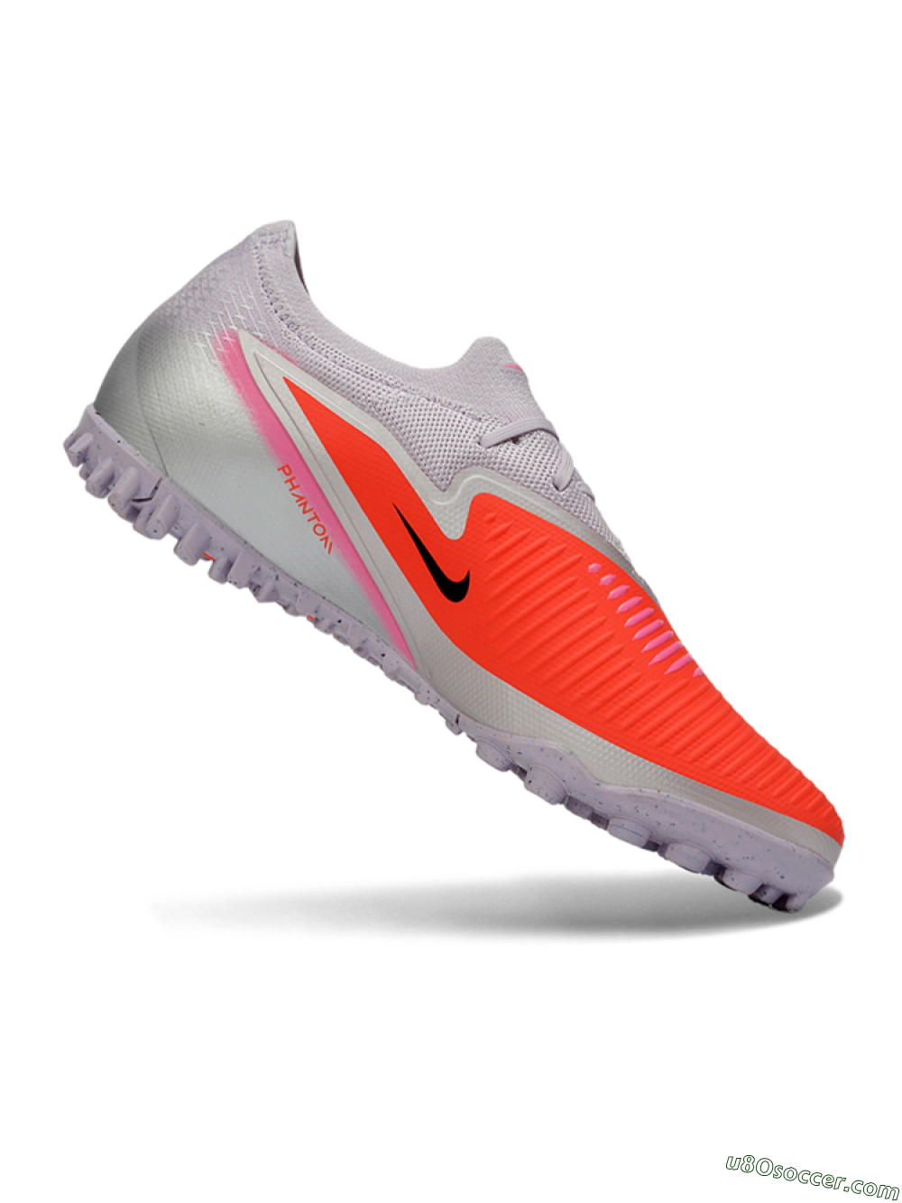 Nike Phantom 6 Elite Low TF Artificial Turf Soccer Shoes - Pink/Bright Orange/Slate Gray 4