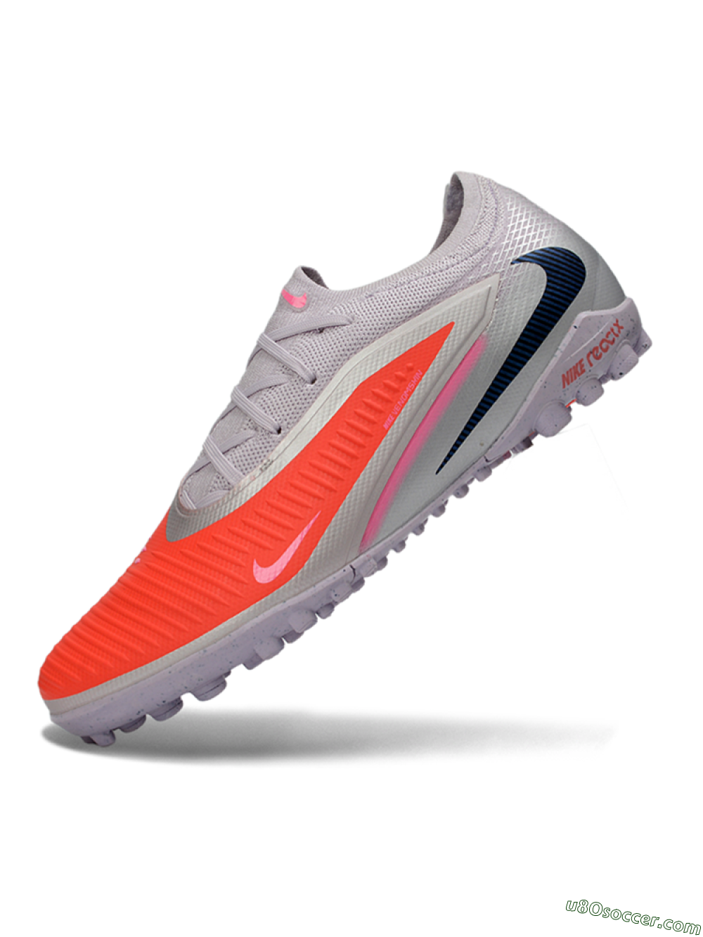 Nike Phantom 6 Elite Low TF Artificial Turf Soccer Shoes - Pink/Bright Orange/Slate Gray 5