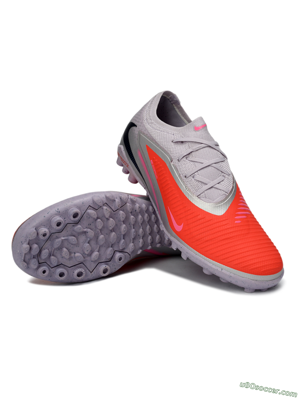 Nike Phantom 6 Elite Low TF Artificial Turf Soccer Shoes - Pink/Bright Orange/Slate Gray 3