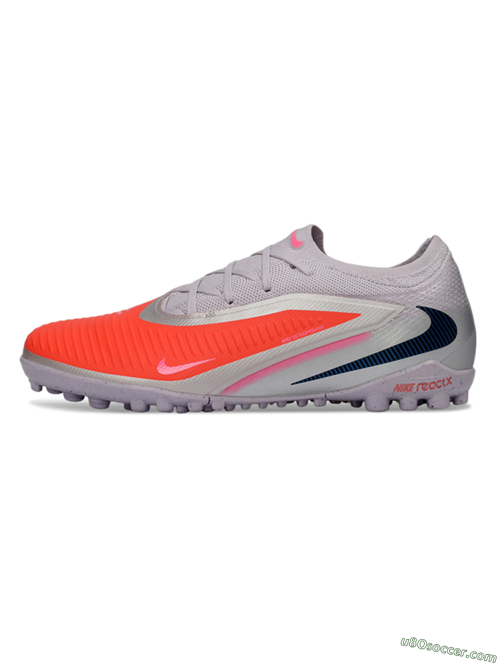 Nike Phantom 6 Elite Low TF Artificial Turf Soccer Shoes - Pink/Bright Orange/Slate Gray 2