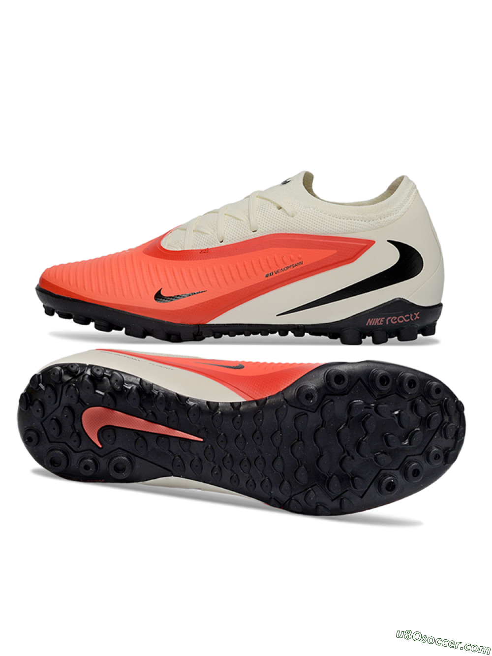 Nike Phantom 6 Elite Low TF Artificial Turf Soccer Shoes - Coral/Soft Cream/Deep Black 0