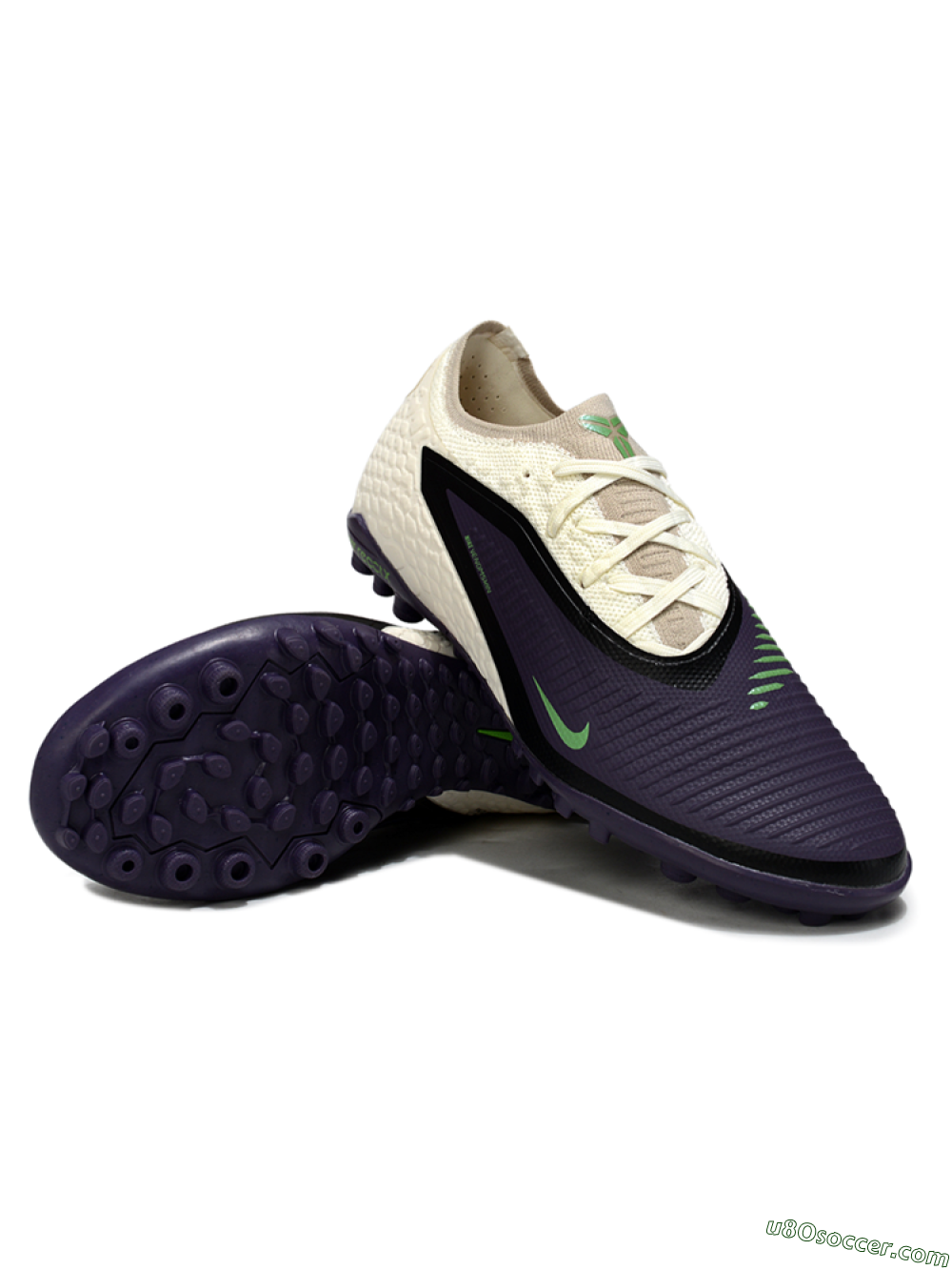 Nike Phantom 6 Elite Low TF Artificial Turf Soccer Shoes - Purple/Vibrant Green/Neutral Cream 3