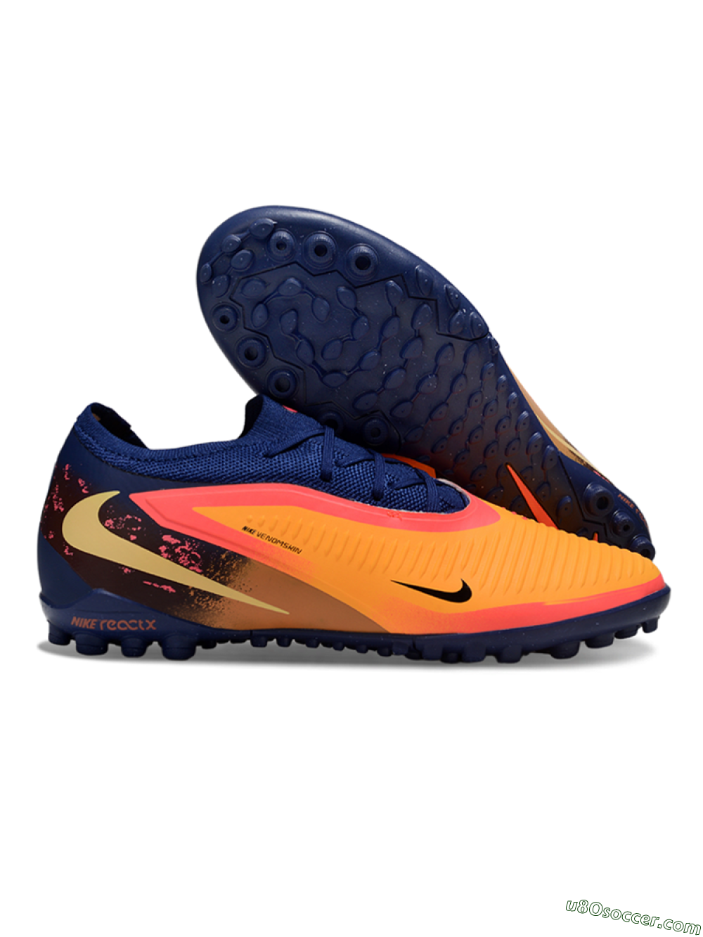 Nike Phantom 6 Elite Low TF Artificial Turf Soccer Shoes - Orange/Midnight Blue/Neon Pink 1