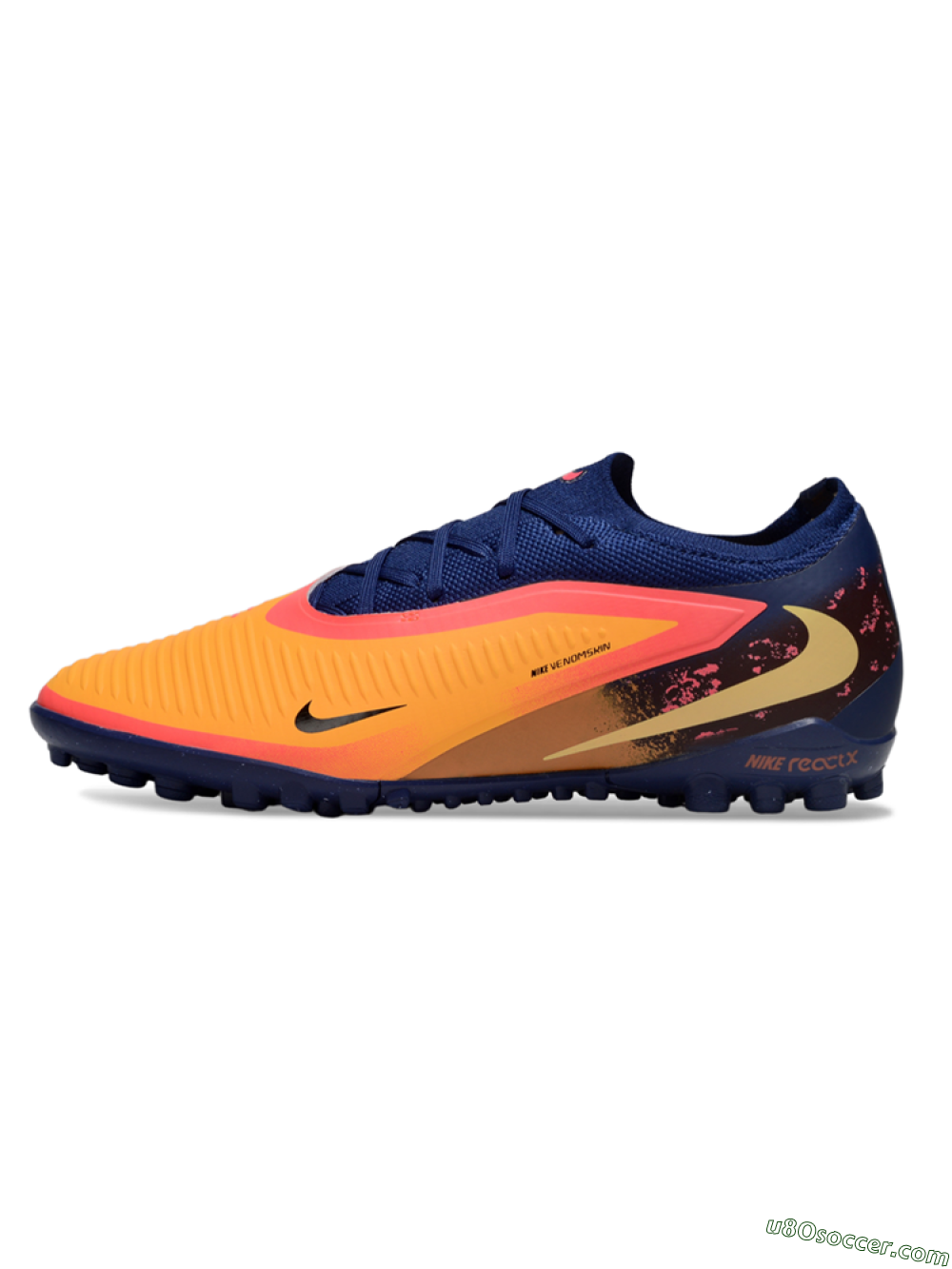 Nike Phantom 6 Elite Low TF Artificial Turf Soccer Shoes - Orange/Midnight Blue/Neon Pink 2